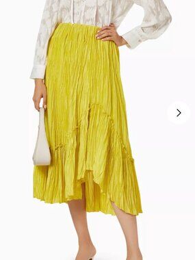 Vince Yellow Tiered Silk Skirt